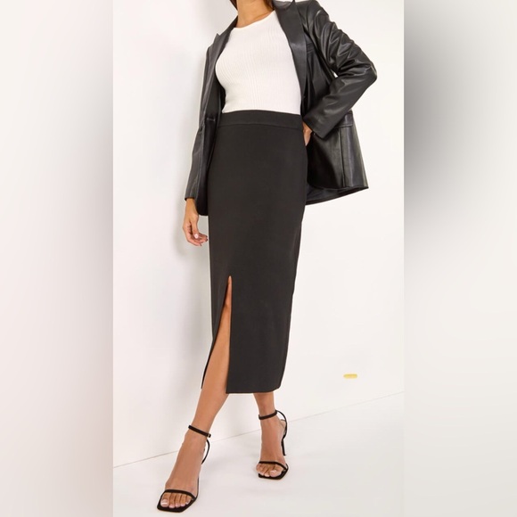 Wilfred Black Midi Pencil Skirt with Slit - Picture 1 of 8